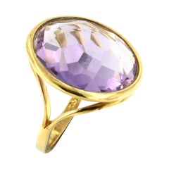 Anillo de oro rosa de 18 quilates con amatista