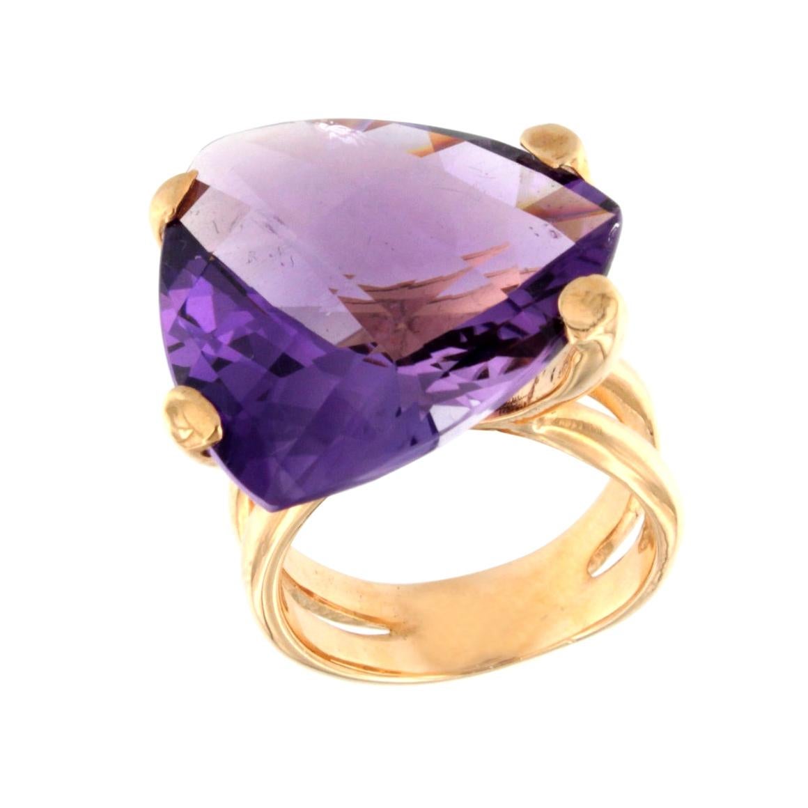 18k Rose Gold with Amethyst Modern Amazing Ring For Sale