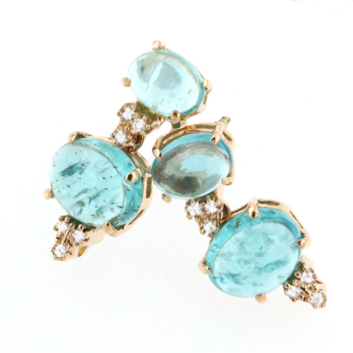 18 Karat Rose Gold with Apatite and White Diamonds Set For Sale 4