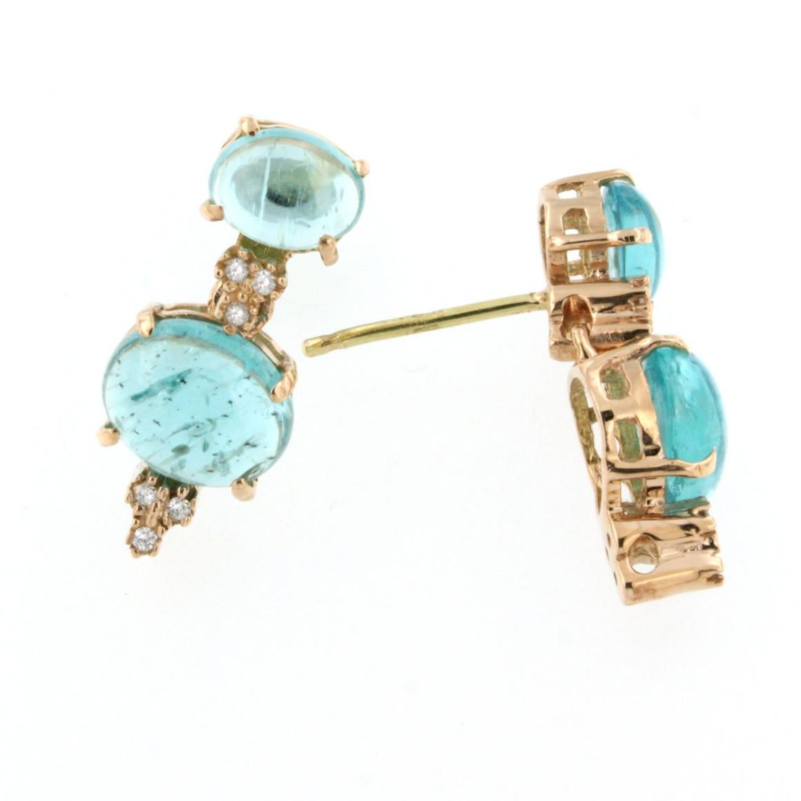 18 Karat Rose Gold with Apatite and White Diamonds Set For Sale 6