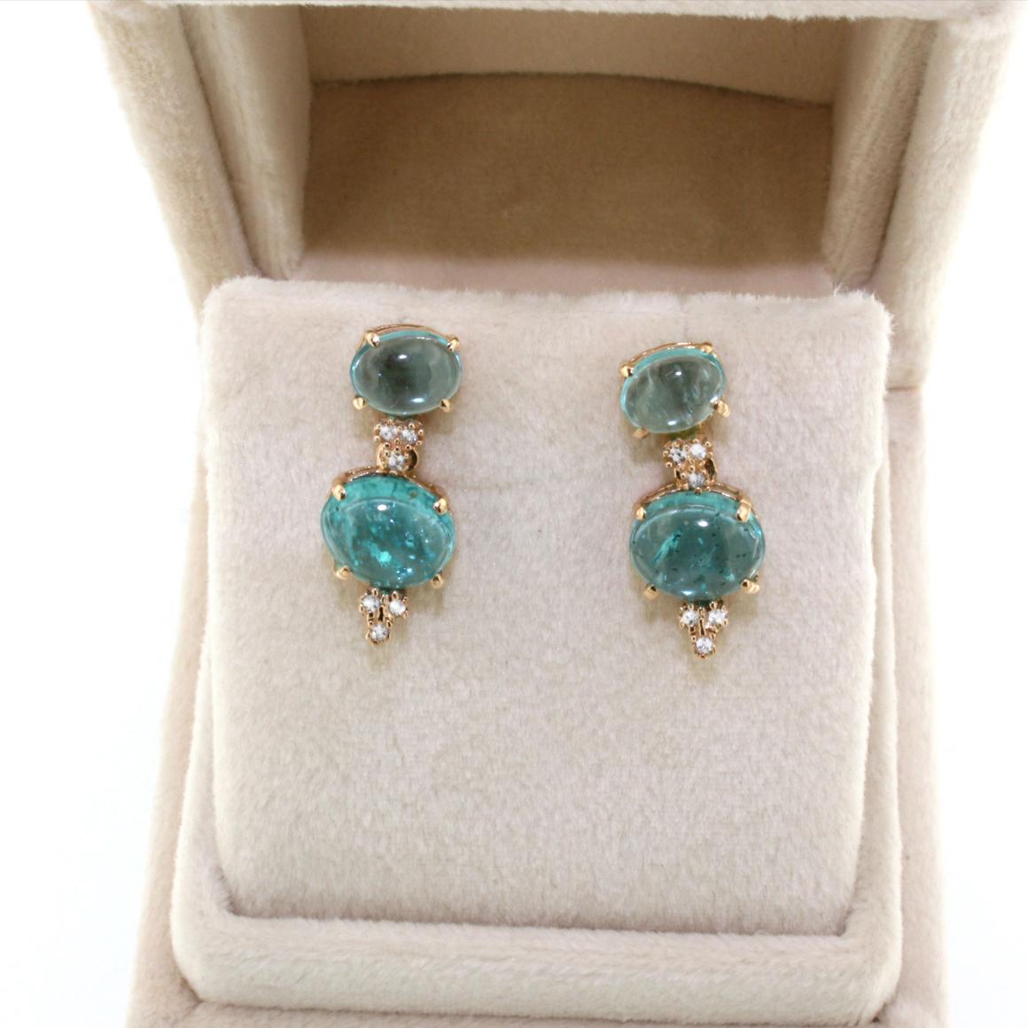 18 Karat Rose Gold with Apatite and White Diamonds Set For Sale 7
