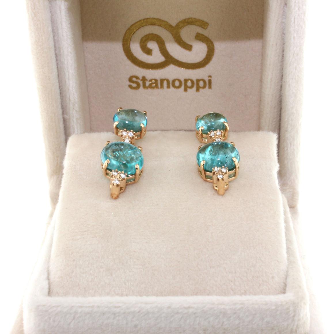 18 Karat Rose Gold with Apatite and White Diamonds Set For Sale 8