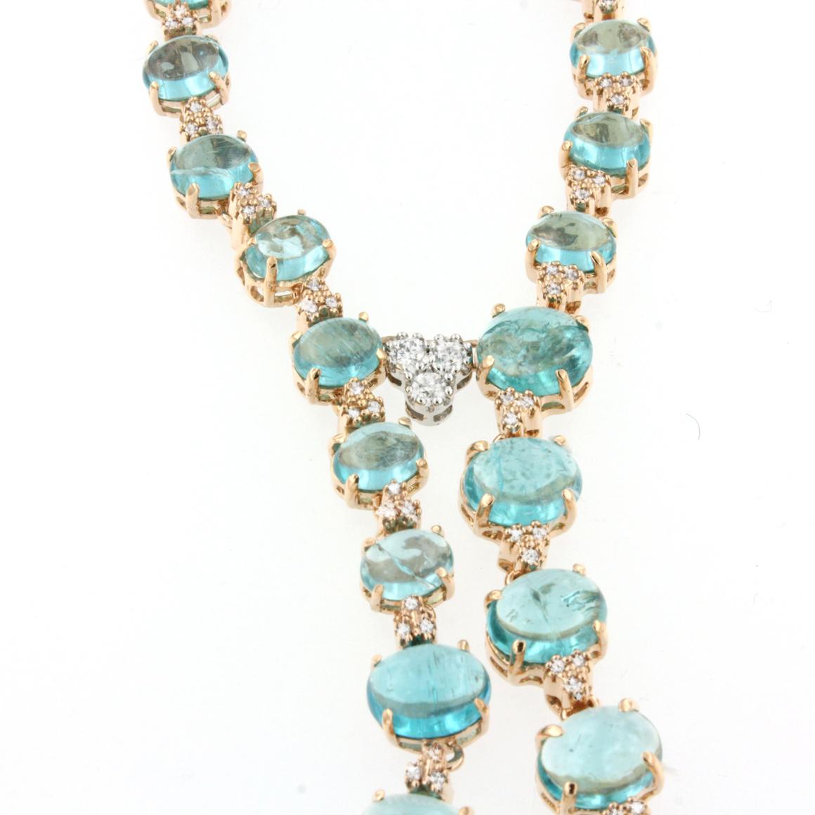 Modern 18 Karat Rose Gold with Apatite and White Diamonds Set For Sale