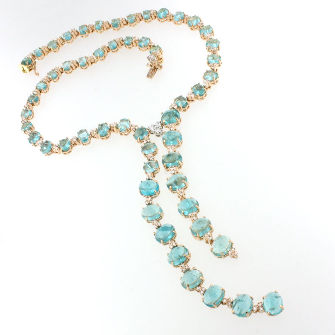 Oval Cut 18 Karat Rose Gold with Apatite and White Diamonds Set For Sale