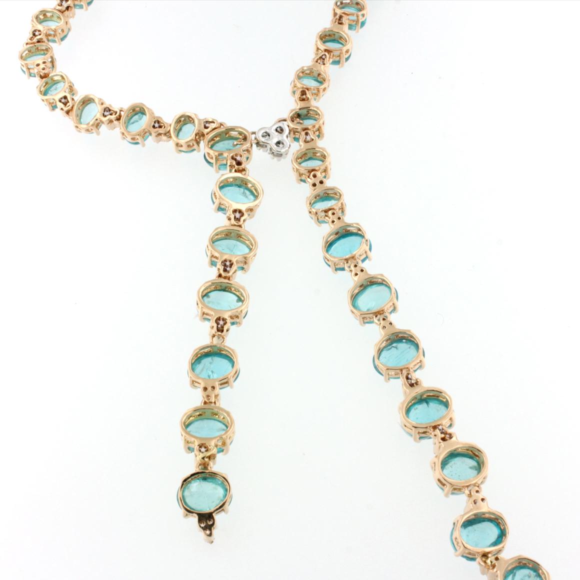 18 Karat Rose Gold with Apatite and White Diamonds Set In New Condition For Sale In GALLARATE, IT