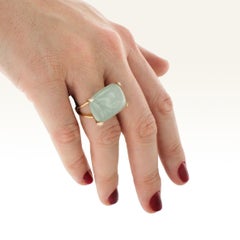 18k Rose Gold With Aquamarine Milk and White Diamonds Ring