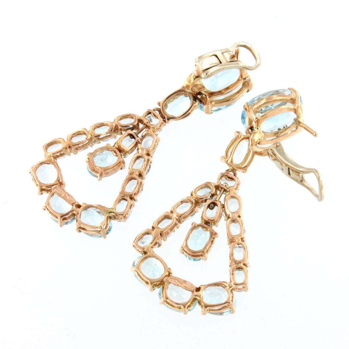 18 Karat Rose Gold with Blue Topaz Earrings In New Condition For Sale In GALLARATE, IT