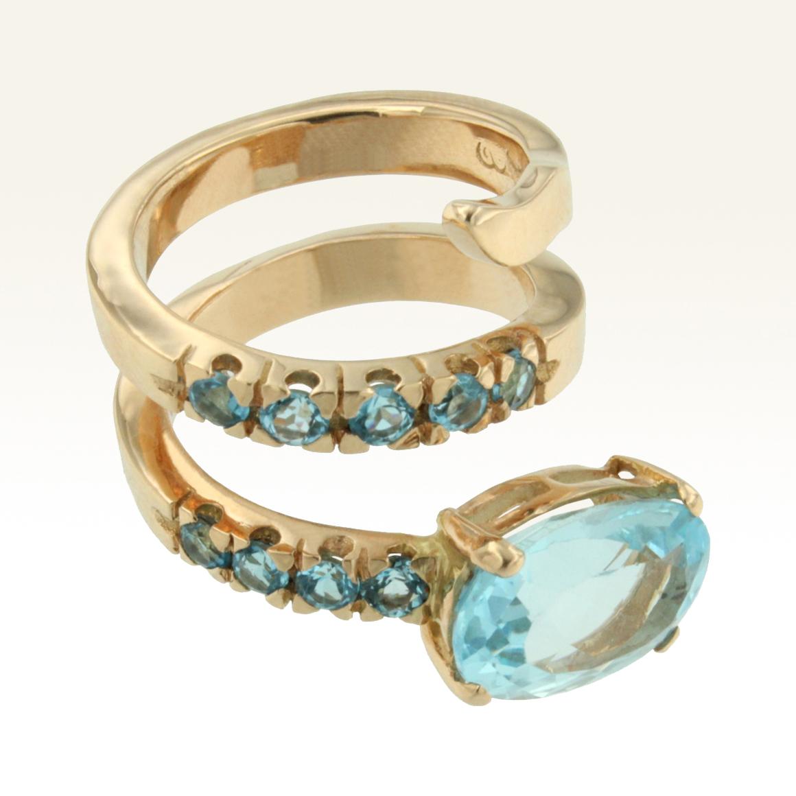 18 Karat Rose Gold with Blue Topaz Ring In New Condition For Sale In GALLARATE, IT