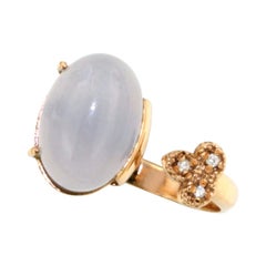 18k Rose Gold with Chalcedony and White Diamonds Ring