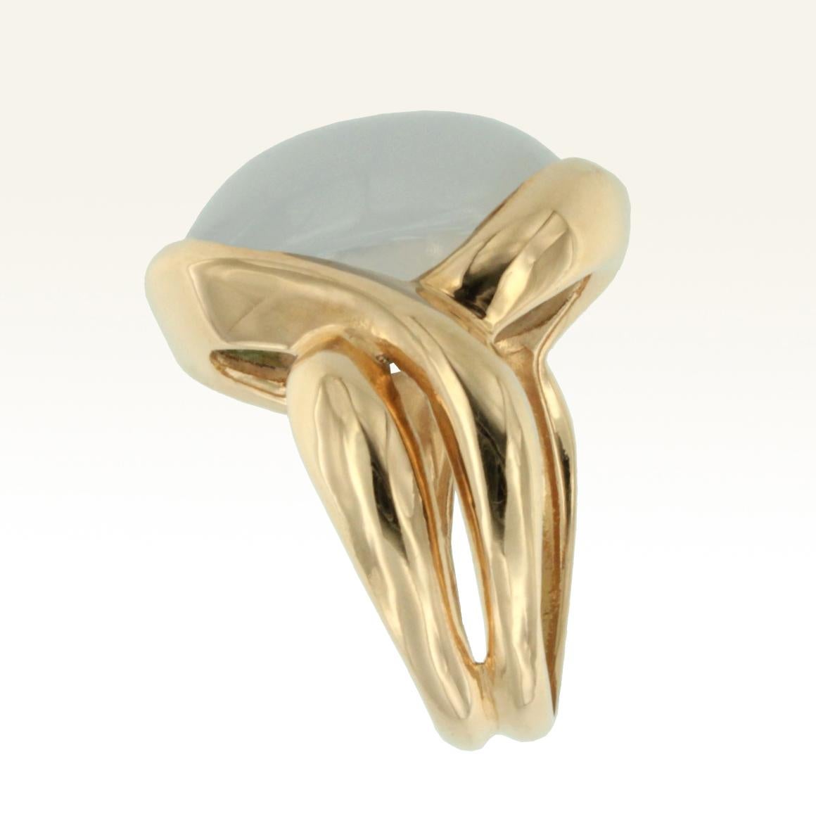 Chalcedony is a stone that promotes brotherhood and good will. It absorbs negative energy. It brings the mind, body, emotions and spirit into harmony . Made in Italy by Stanoppi Jewellery since 1948. 
Ring in 18k rose gold with Chalcedony (oval