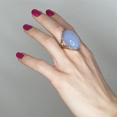 18k Rose Gold with Chalcedony Cocktail Modern Ring