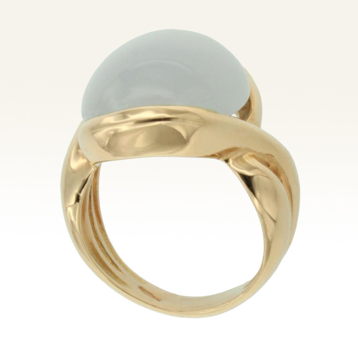 Modern 18 Karat Rose Gold with Chalcedony Ring For Sale