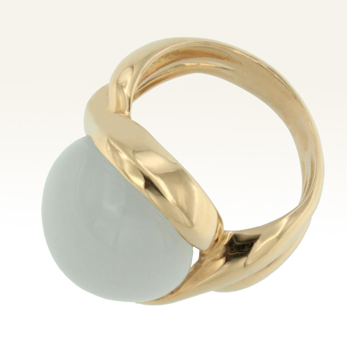Oval Cut 18 Karat Rose Gold with Chalcedony Ring For Sale