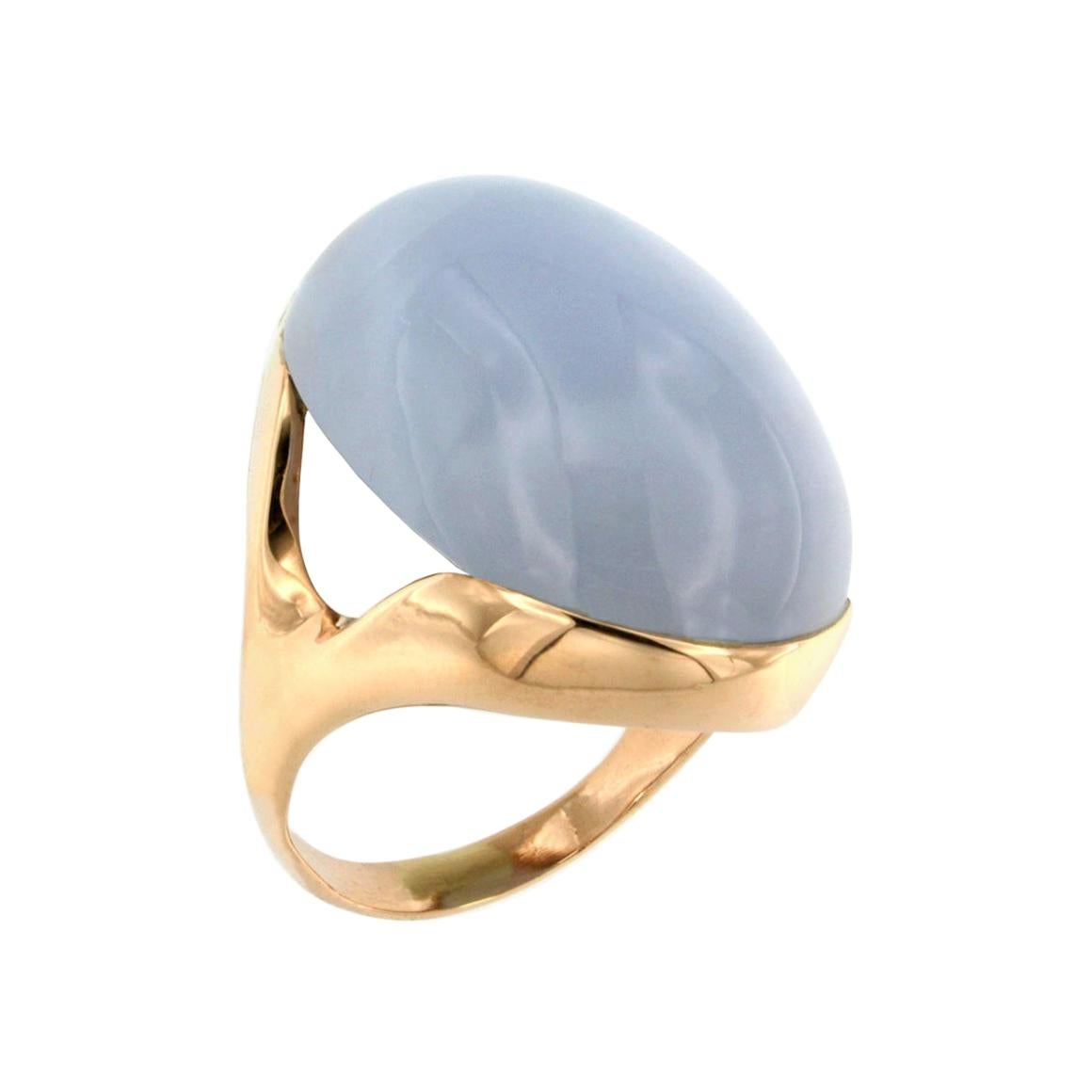 18k Rose Gold with Chalcedony Cocktail Modern Ring