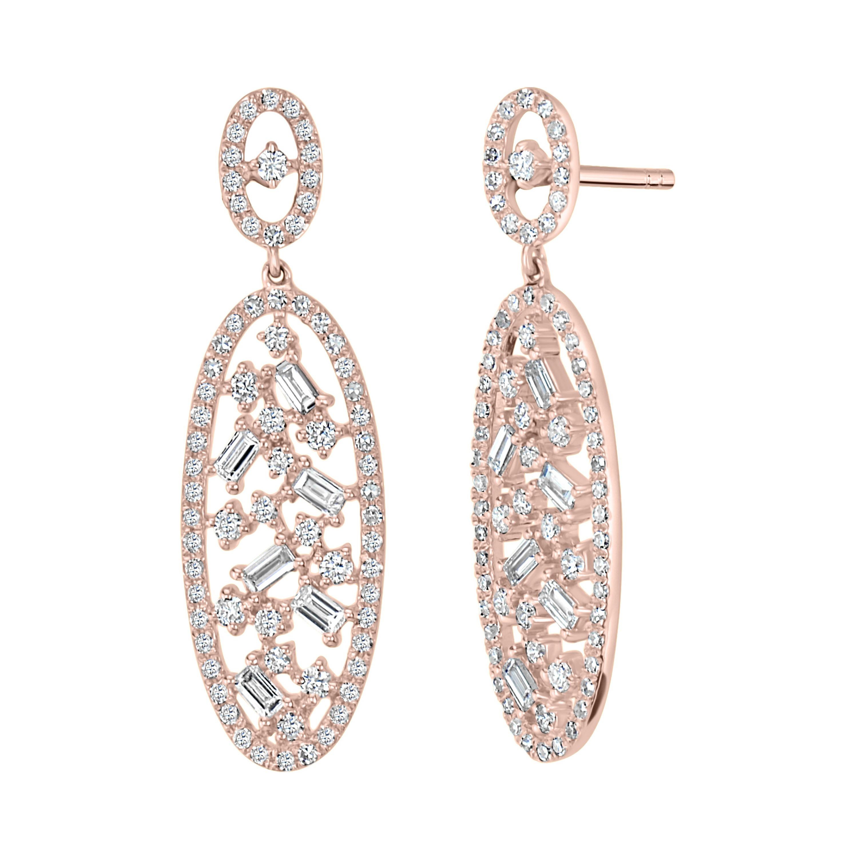 Modern Gold Rose Flower Earrings with Diamond Petals at 1stDibs