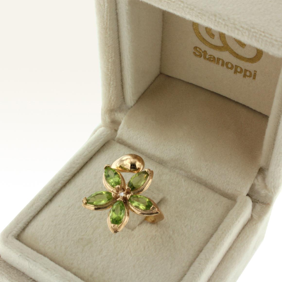 18 Karat Rose Gold with Green Amethyst and White Diamond Ring In New Condition For Sale In GALLARATE, IT