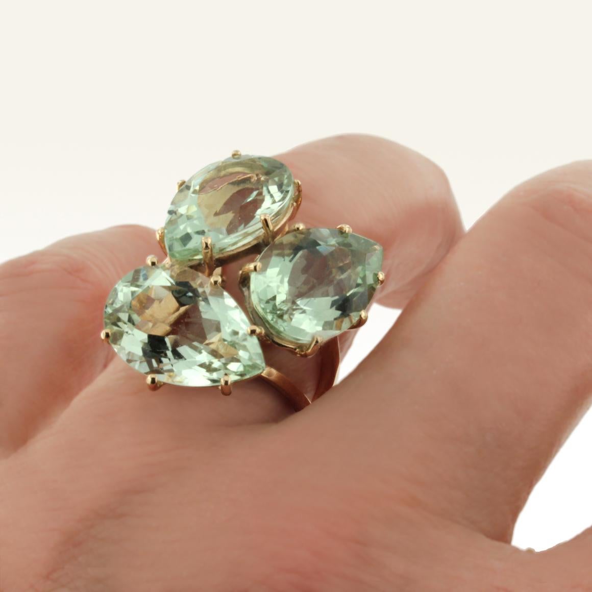 18 Karat Rose Gold with Green Amethyst Modern Amazing Ring In New Condition For Sale In GALLARATE, IT
