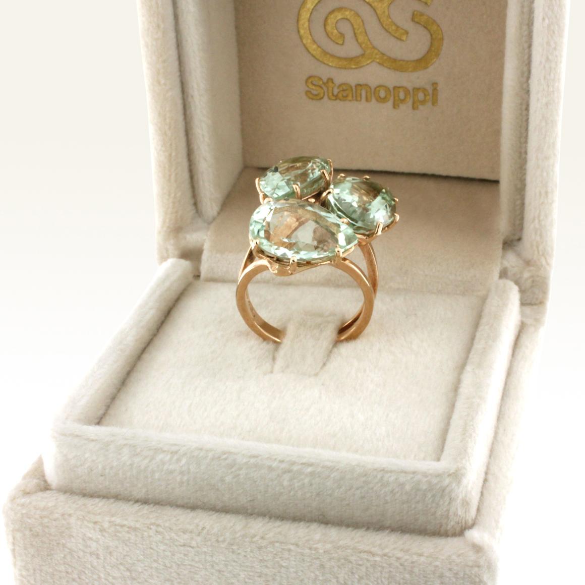 18 Karat Rose Gold with Green Amethyst Modern Amazing Ring For Sale 1