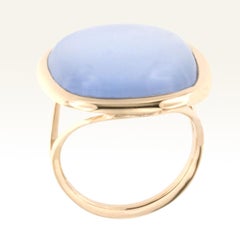 18 Karat Rose Gold with Mother of Pearl and Blue Topaz Ring