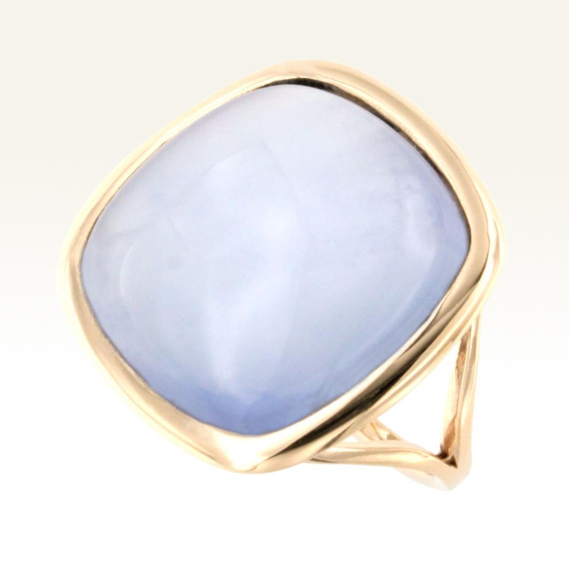 Modern 18 Karat Rose Gold with Mother of Pearl and Blue Topaz Ring For Sale