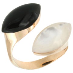 18 Karat Rose Gold with Mother of Pearl and Onyx Ring