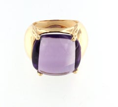 18k Rose Gold with Natural  Amethyst Modern Cocktail  Ring