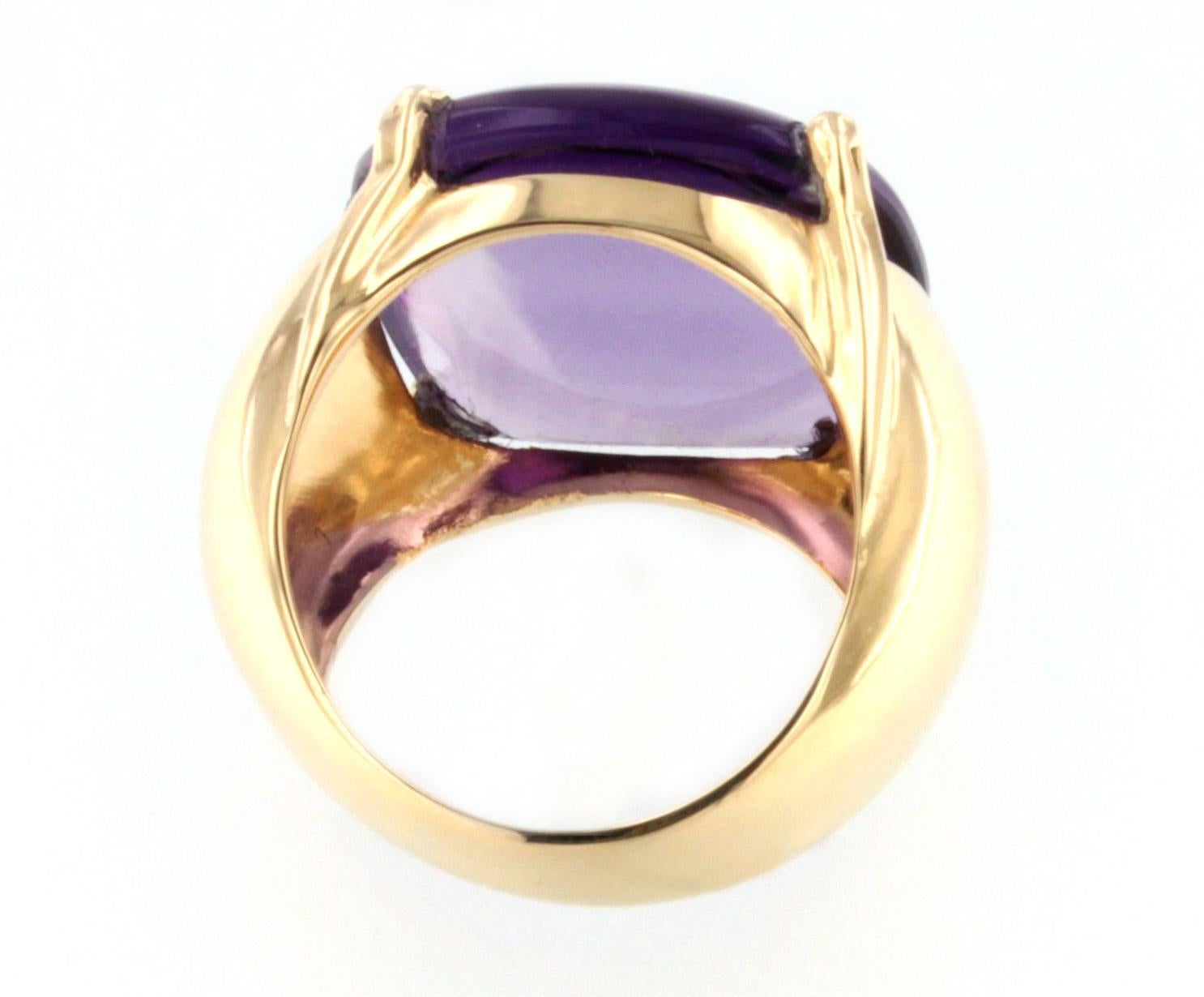 18k Rose Gold with Natural  Amethyst Modern Cocktail  Ring For Sale 1
