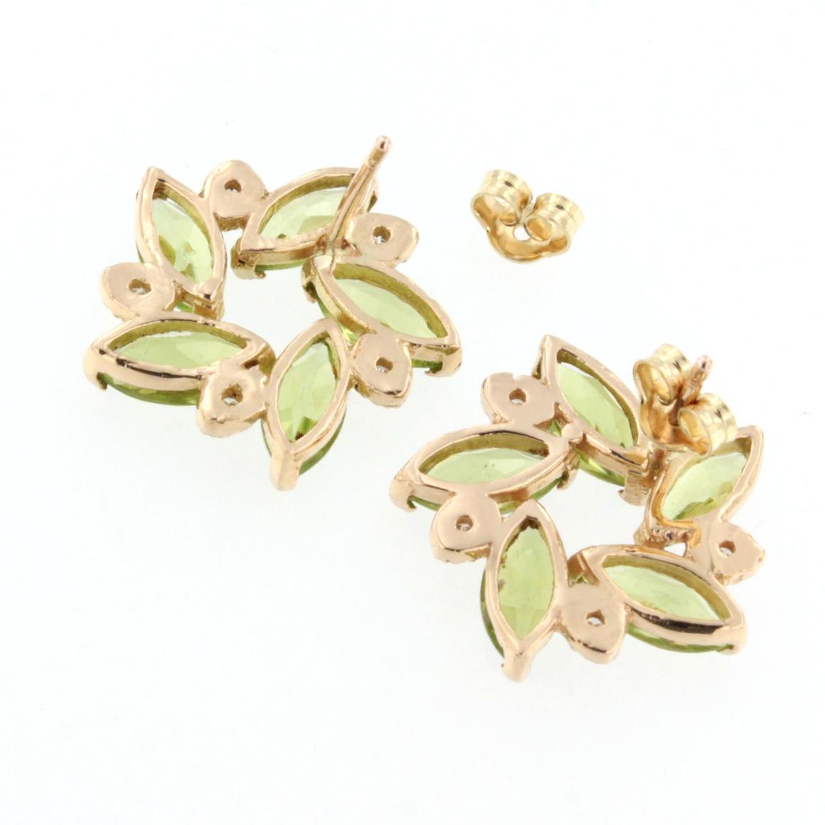 18 Karat Rose Gold with Peridot and White Diamonds Earrings In New Condition For Sale In GALLARATE, IT