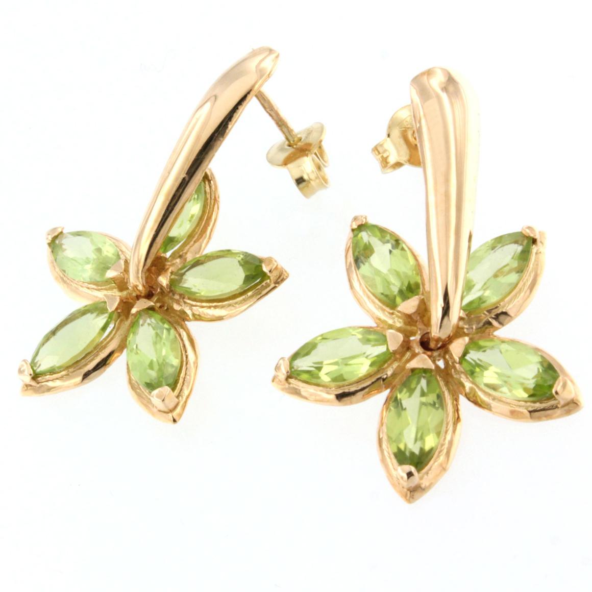 Modern 18 Karat Rose Gold with Peridot Earrings For Sale