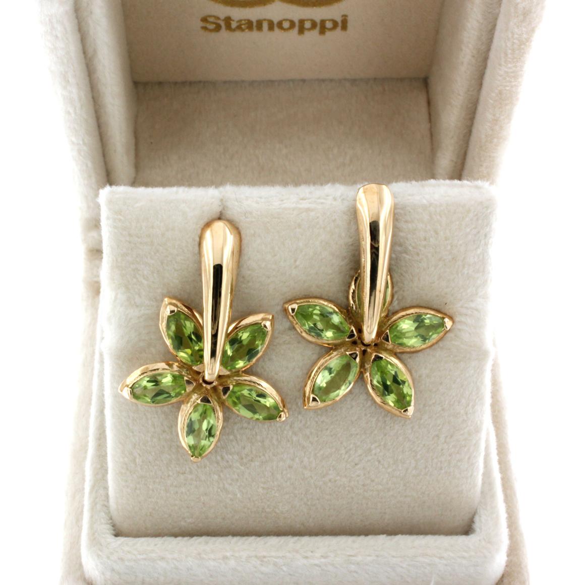 Marquise Cut 18 Karat Rose Gold with Peridot Earrings For Sale