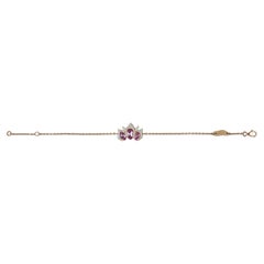 18k Rose  Gold with Pink Sapphires and Round Cut Diamonds