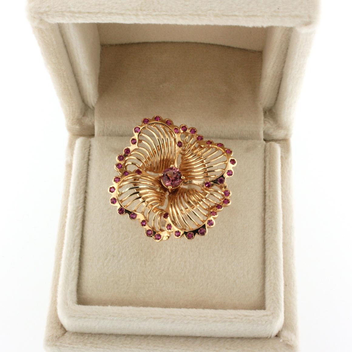 18 Karat Rose Gold with Pink Tourmaline and Pink Sapphire Ring In New Condition For Sale In GALLARATE, IT