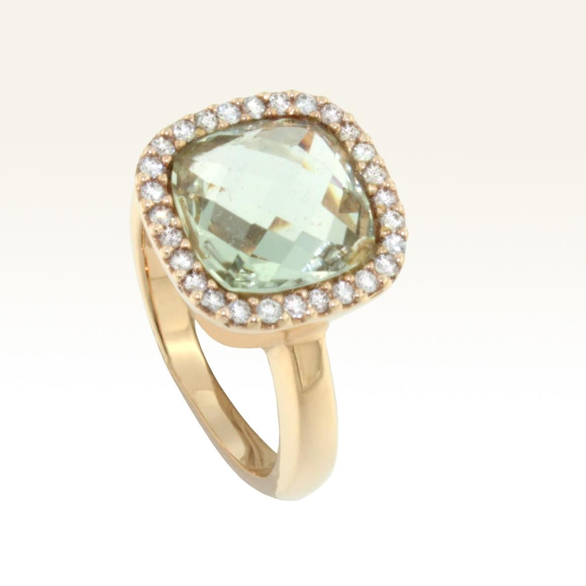 prasiolite ring rose gold