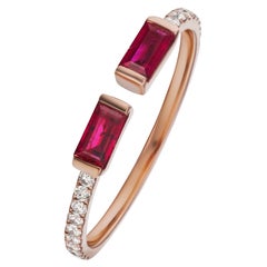 18K Rose Gold with Ruby and Diamond Cuff Ring 18K Rose Gold with Ruby and Diamond Cuff Ring