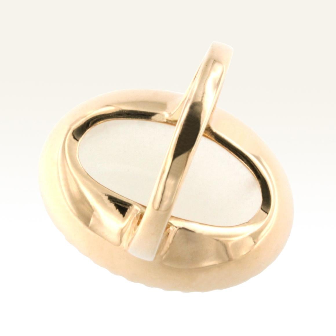 Modern 18 Karat Rose Gold with White Moonstone and White Diamond Ring