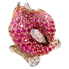 18K Rose Gold Wrap Ring with Ruby & Pink Sapphire