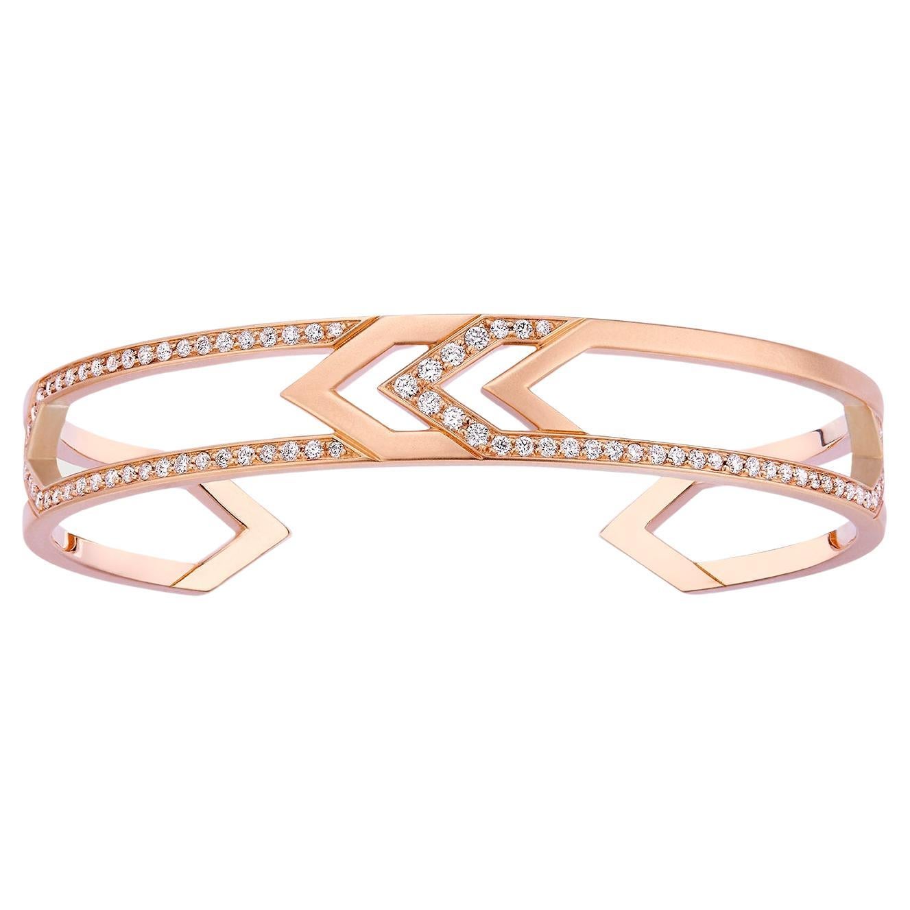 18K Rose GoldGold  Bangle & White Diamonds 0.66 Carats