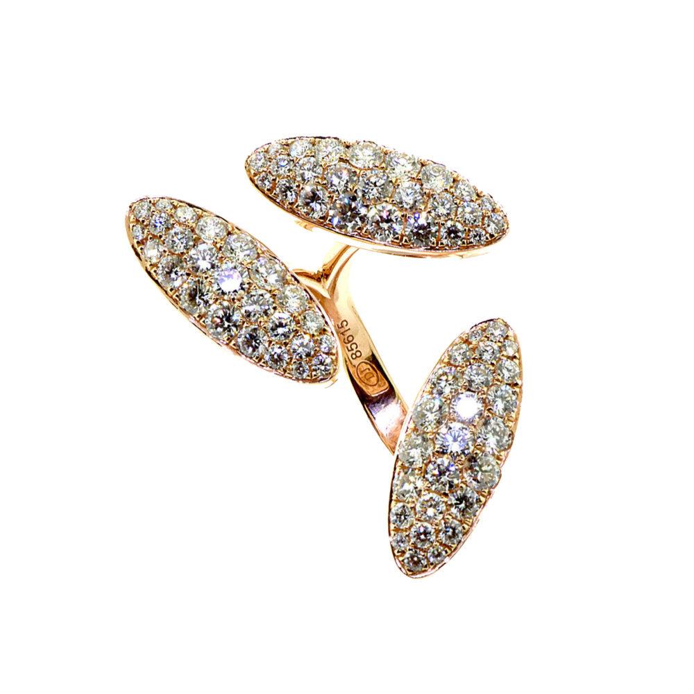 Taille ronde Bague cocktail à la mode en or rose/rose 18 carats avec diamants en vente