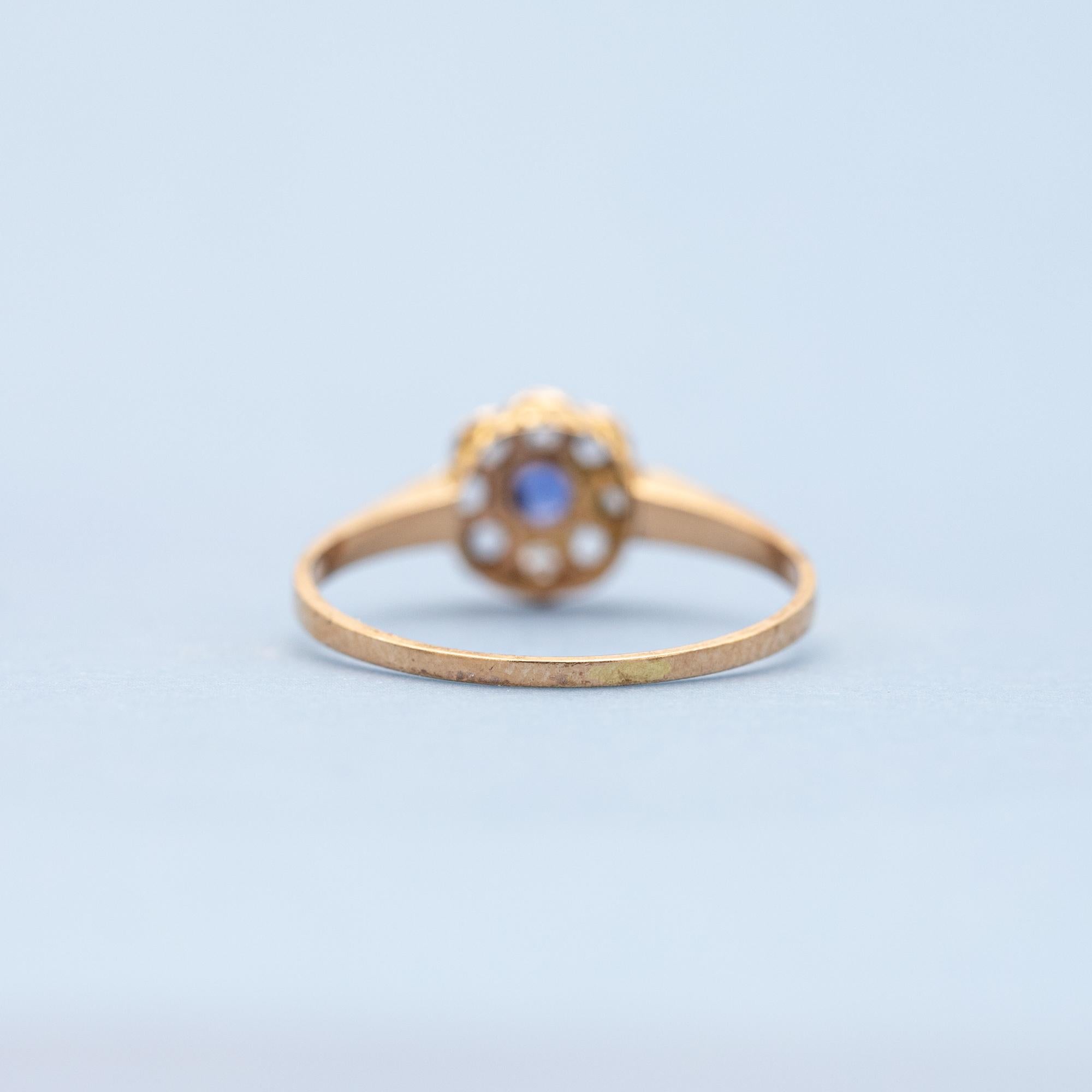 18k rose solid gold antique ring - floral Napoleon III - Victorian engagement 6