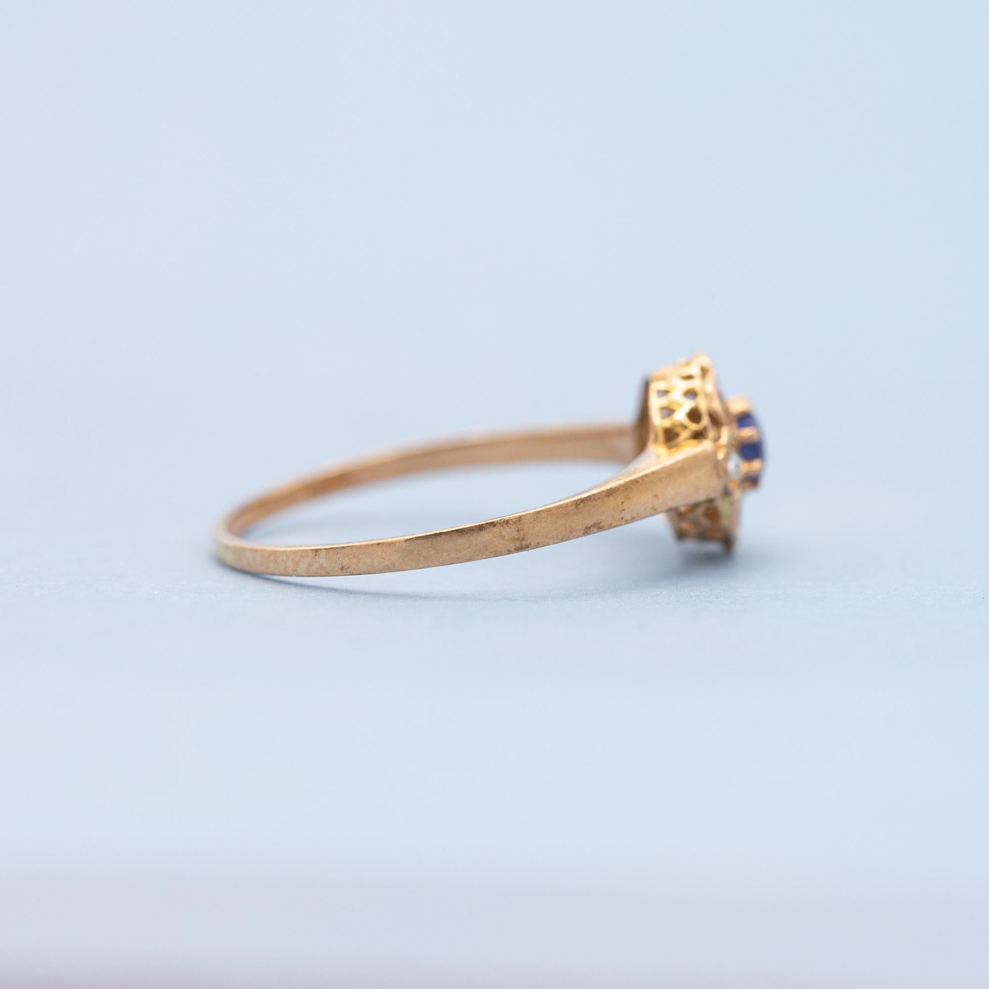 18k rose solid gold antique ring - floral Napoleon III - Victorian engagement 7