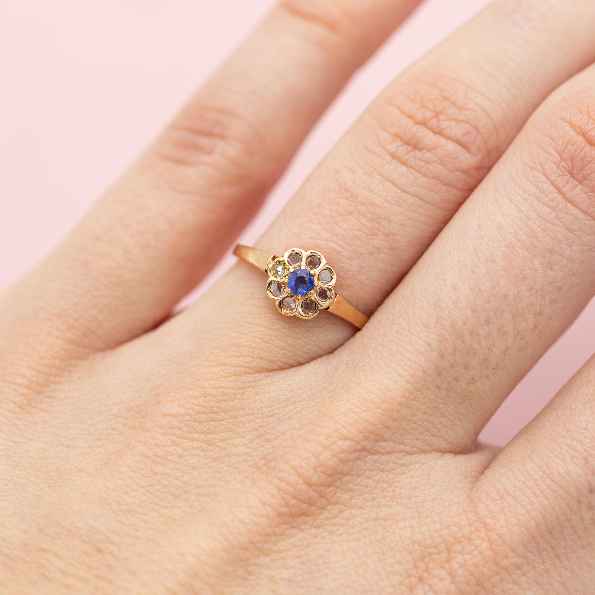 Anello antico in oro massiccio rosa 18k - Napoleone III floreale - Fidanzamento vittoriano In condizioni buone in vendita a Antwerp, BE
