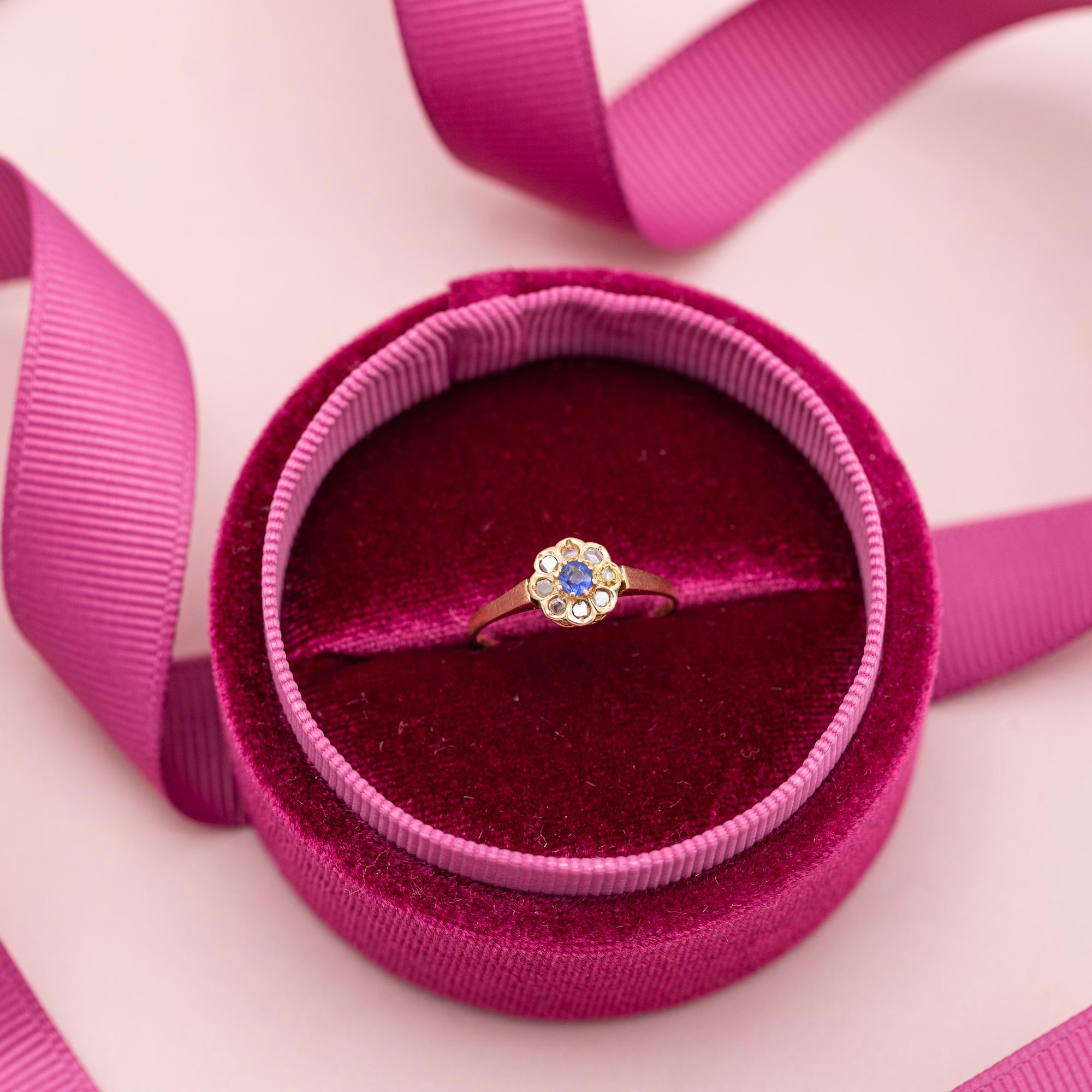 18k rose solid gold antique ring - floral Napoleon III - Victorian engagement 1