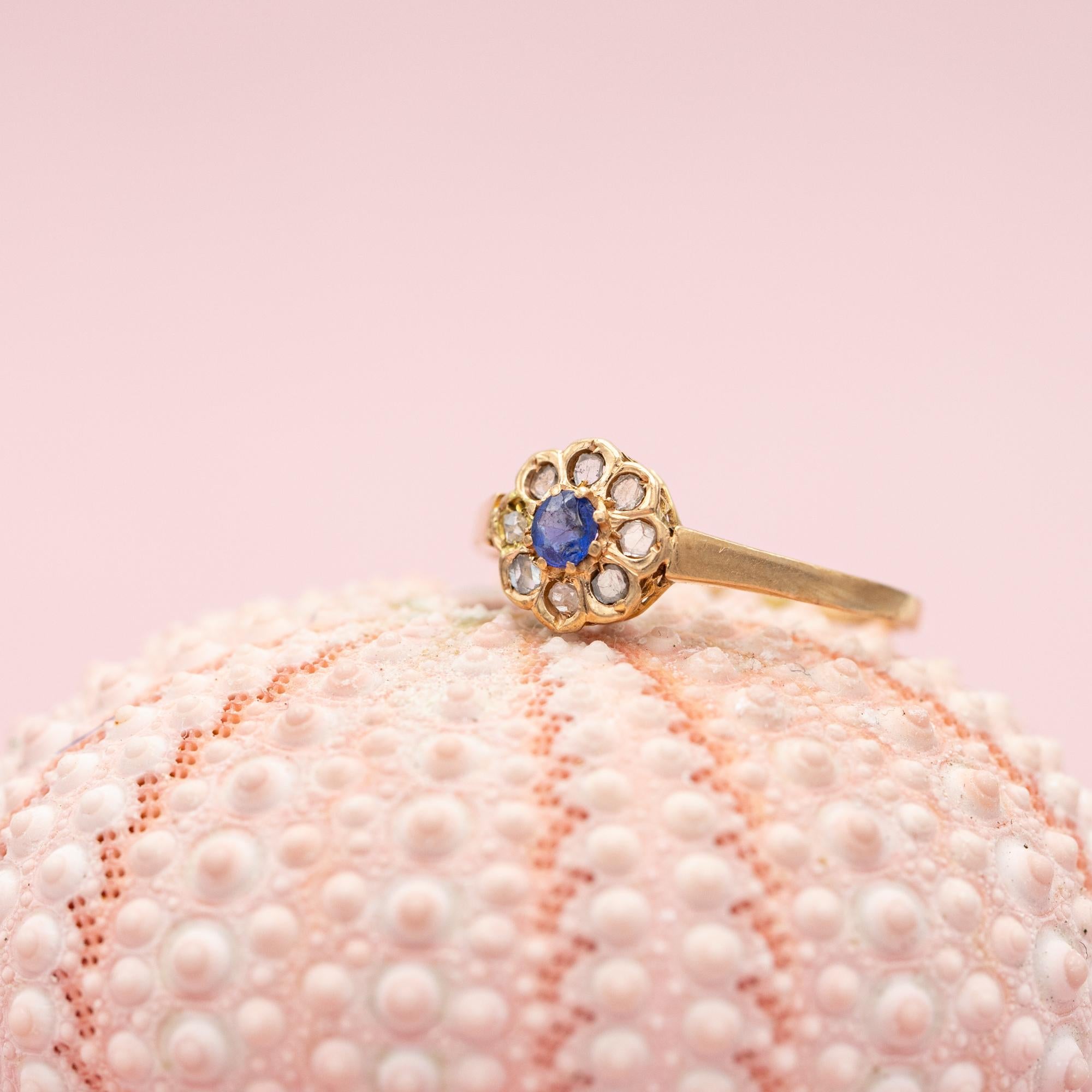 18k rose solid gold antique ring - floral Napoleon III - Victorian engagement 2