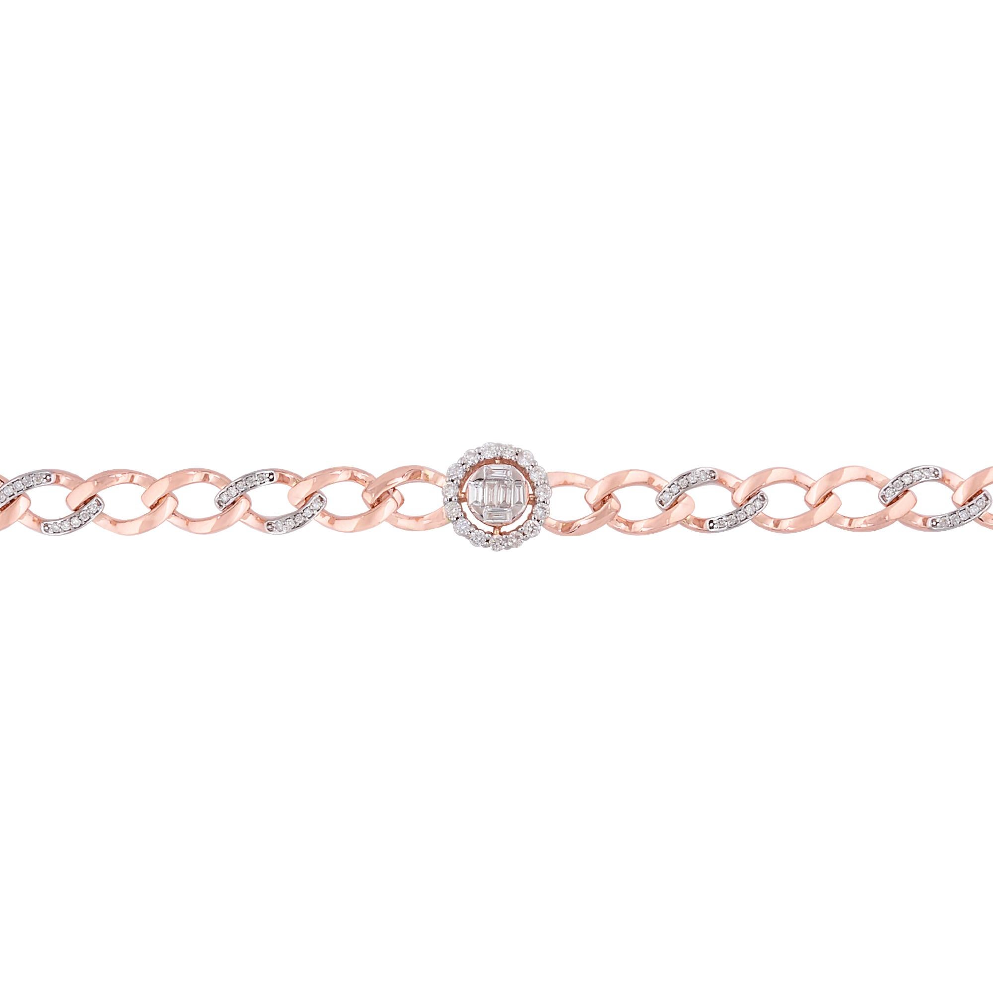 Item Code :- SEBR-4128A
Gross Wt. :- 12.71 gm
18k Rose Gold Wt. :- 12.54 gm
Natural Diamond Wt. :- 0.85 Ct. ( AVERAGE DIAMOND CLARITY SI1-SI2 & COLOR H-I )
Bracelet Length :- 7 Inches Long

✦ Sizing
.....................
We can adjust most items to