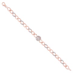 18k Roségold Massivgold SI Reinheit H Farbe Pave Diamant Gliederkette Kuban Armband