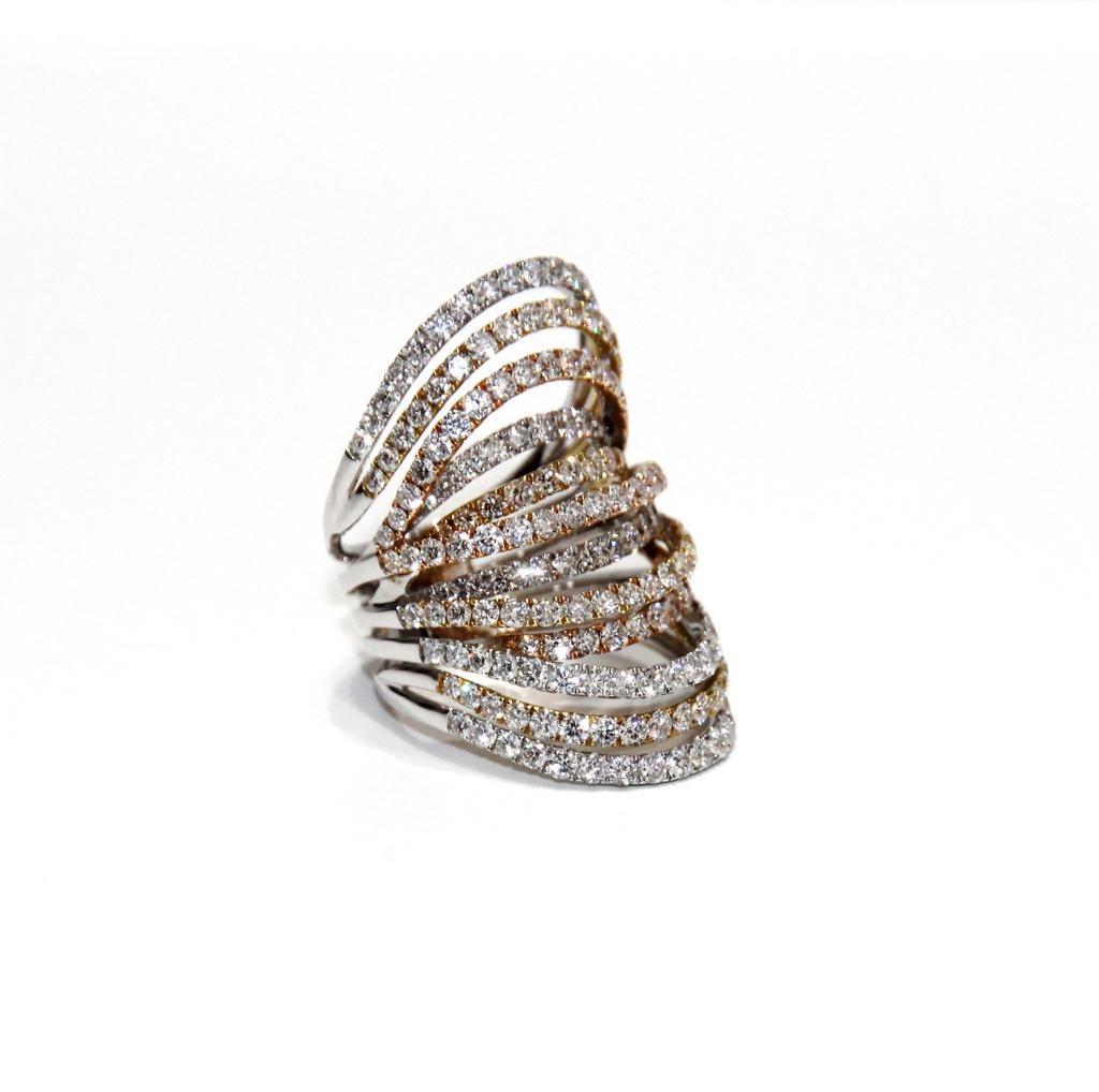 18K Rose, White and Yellow Gold Ring
White Diamonds 4.37ctw 
Size 7
Retail $30,000.00