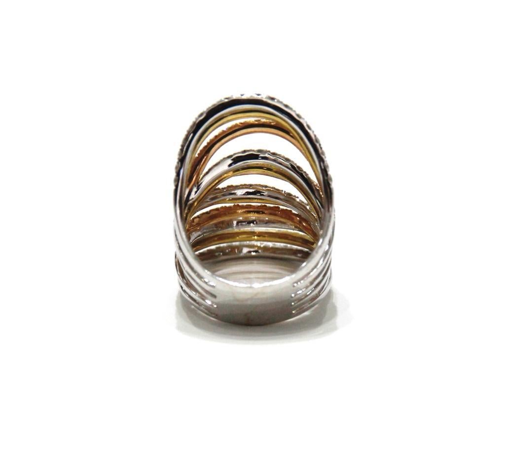 18K Rose, White and Yellow Gold Ring In New Condition For Sale In North Miami Beach, FL