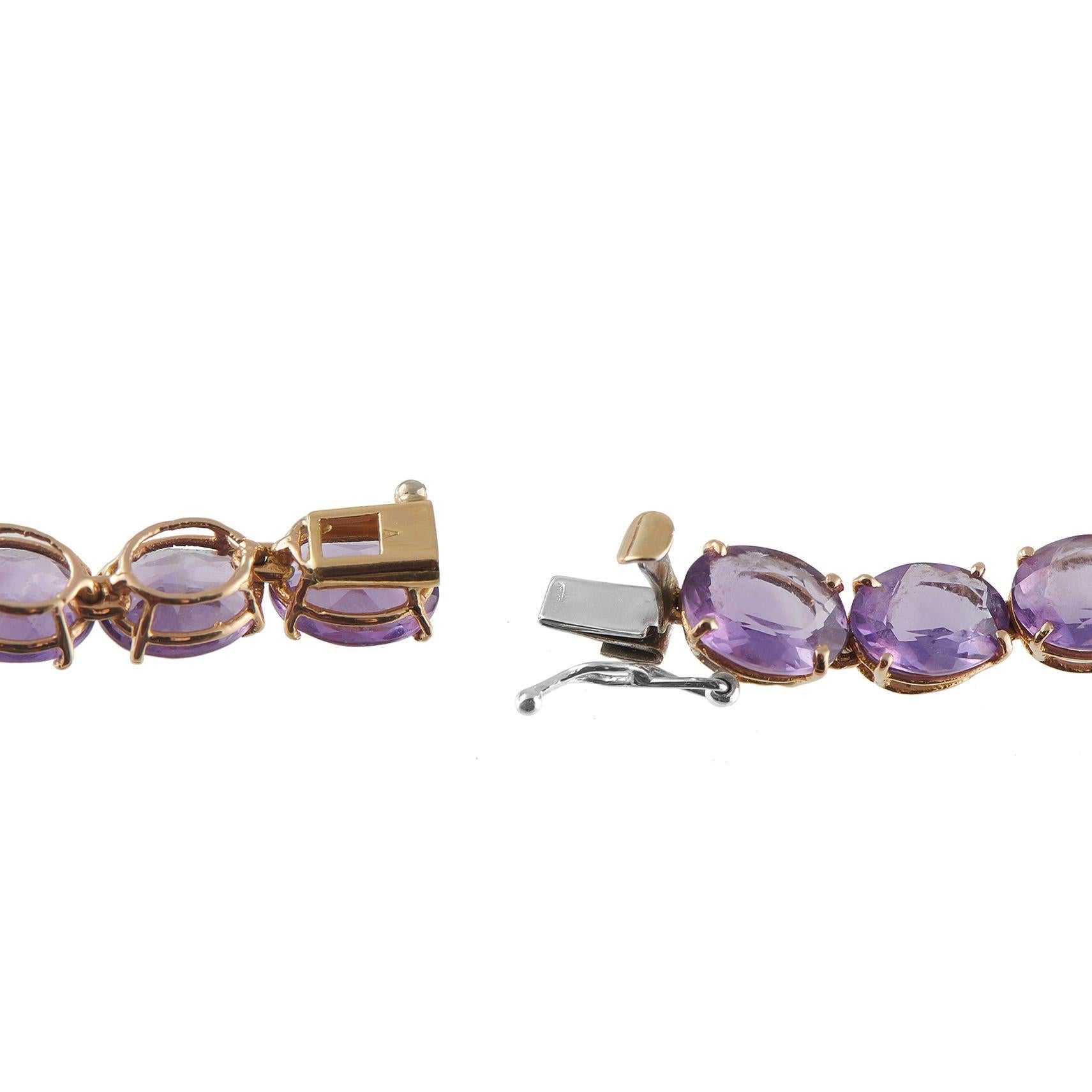 Taglio rotondo Collana Lariat in oro rosa e bianco 18K con diamante e ametista da 0,50 carati MF05-070825 in vendita