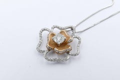 18 Karat Rose/White Gold Diamond Flower Cluster Pendant