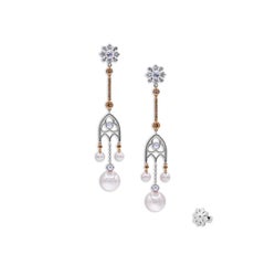 18K Rose/White Gold, Diamonds, Baby Akoya Pearls, Set 'Necklace, Earrings, Ring'